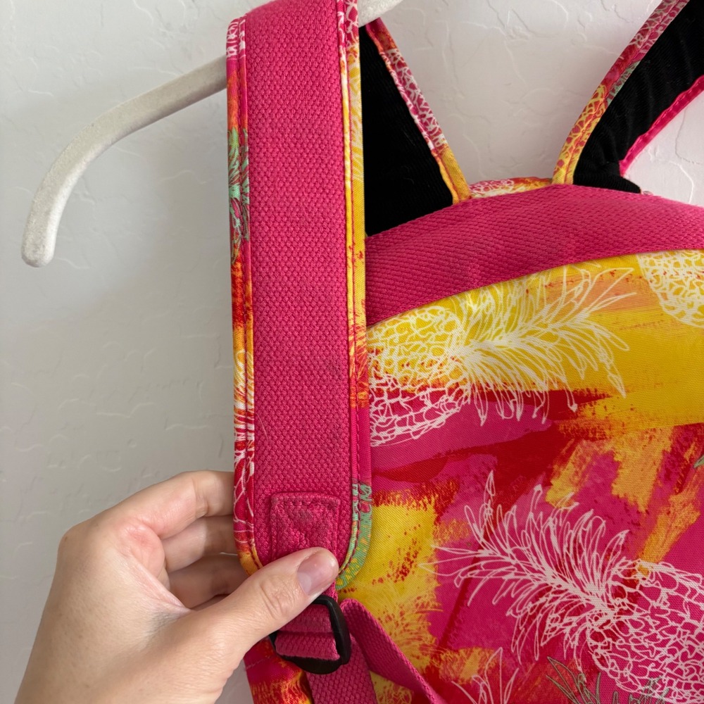 Kipling Small Backpack Pink Yellow Pineapple Trop… - image 7